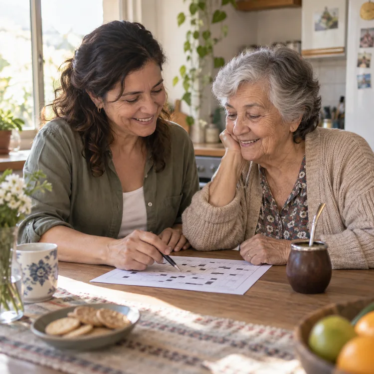 Representación ficticia de una madre y su hija compartiendo una actividad