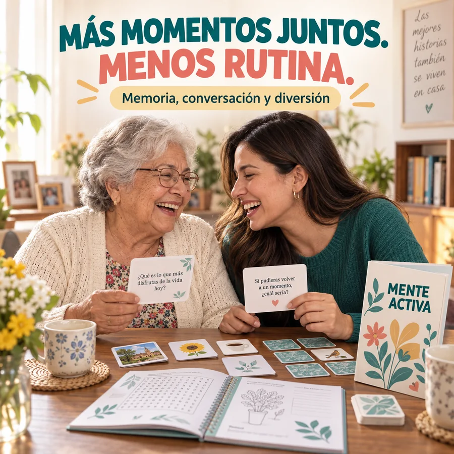 Abuela y nieta compartiendo preguntas y juegos