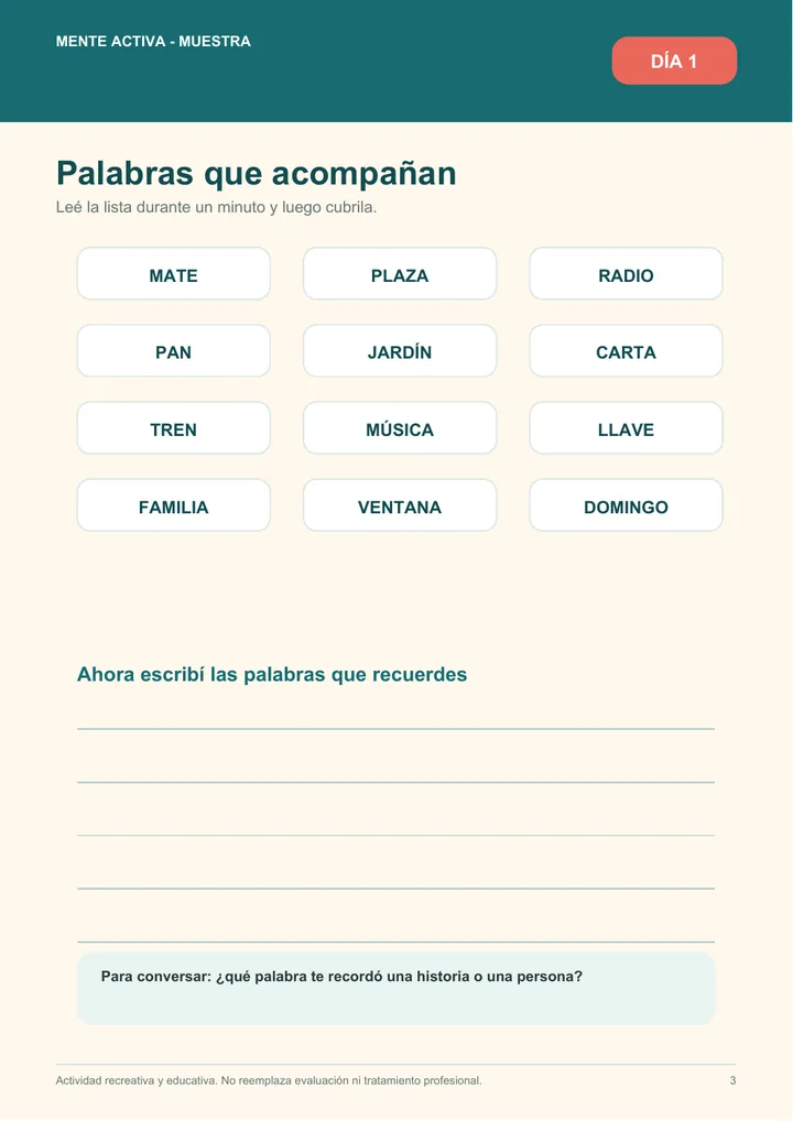 Actividad de palabras que acompañan